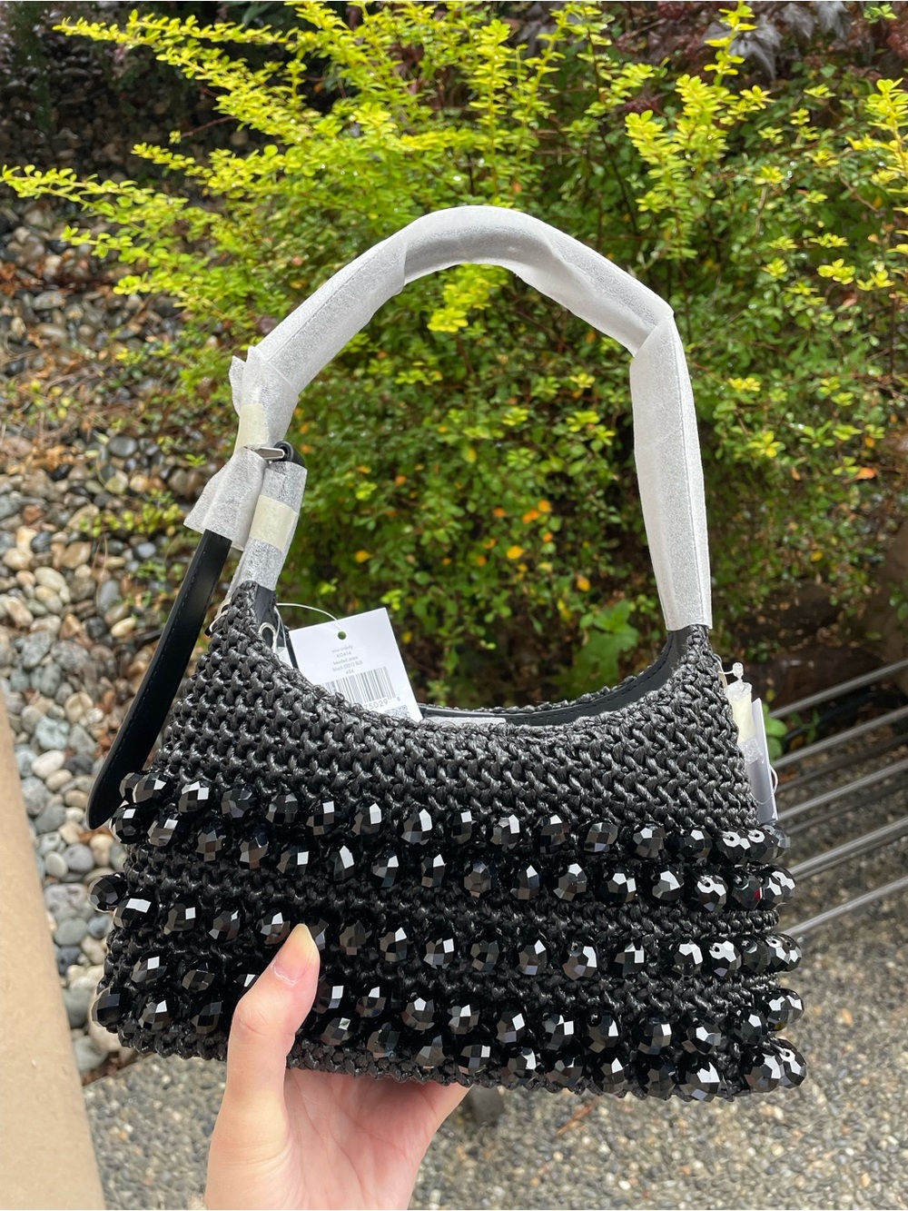 Black Beaded  weave Shoulder Bag -Kate spade 454 Mini Crossbody Bag